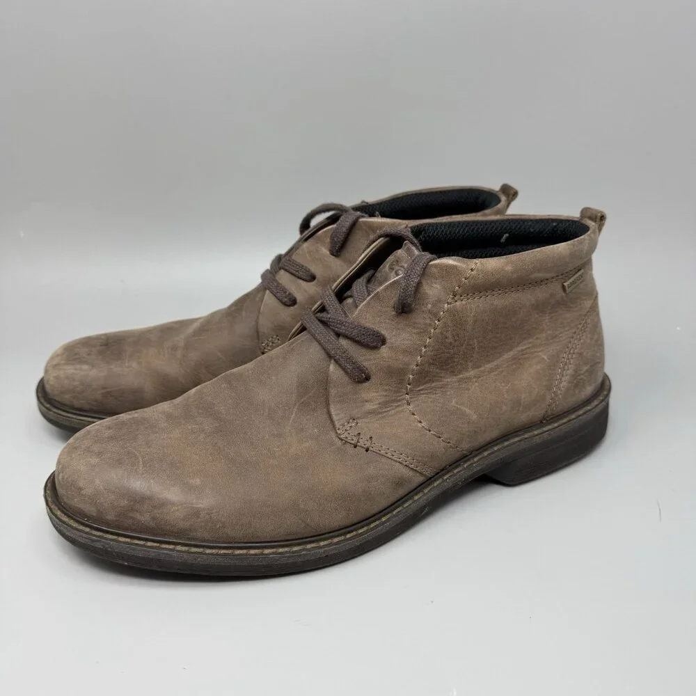 ECCO Turn GTX Men's Size 11-11.5 (EU 45) Gore-Tex Chukka Boots Brown Leather